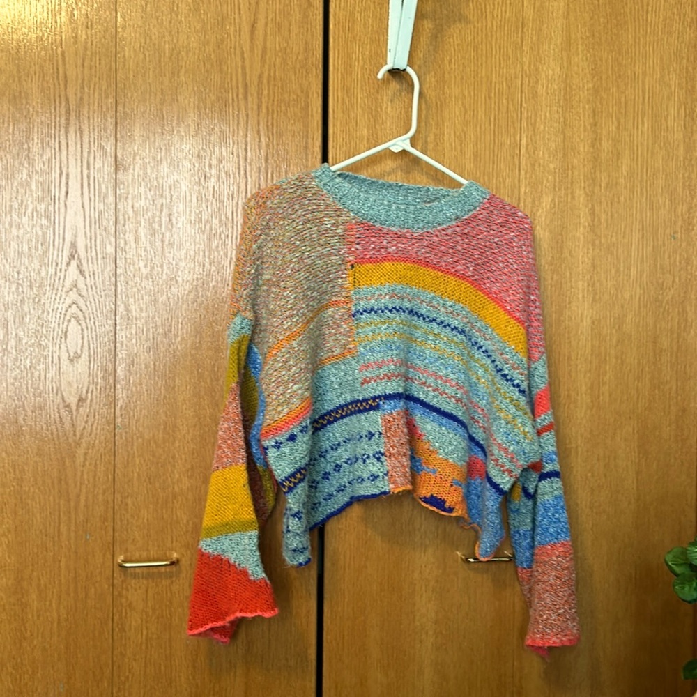 Slightly cropped  fun colorful sweater